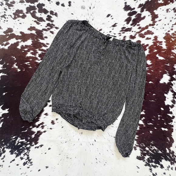 Divided Tops - DIVIDED Black Polka Dot Mock Neck Blouse Sz 4